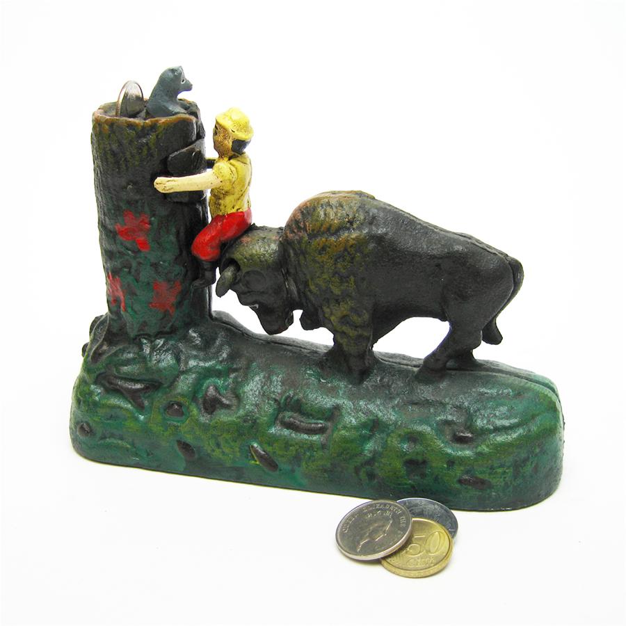 Butting Buffalo Collectors' Die Cast Iron Mechanical Coin Bank