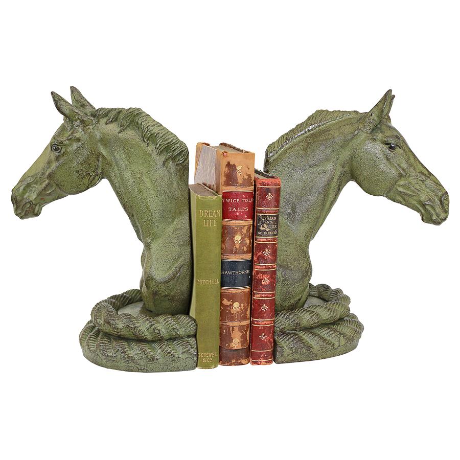 Equestrian Elegance Horse Cast Iron Sculptural Bookend Pair