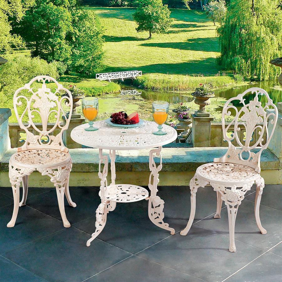 Villa Ravello Rose Garden Cast Iron Bistro Set: Table and 2 Chairs