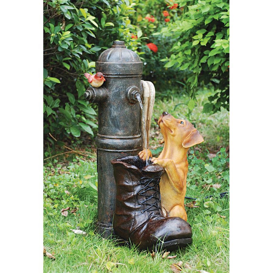 Fire Hydrant Pooch Sculptural Fountain