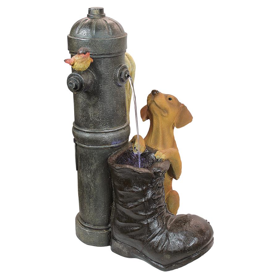 Fire Hydrant Pooch Sculptural Fountain