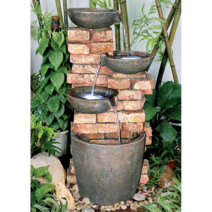 Stacked Bricks Cascading Garden Fountain