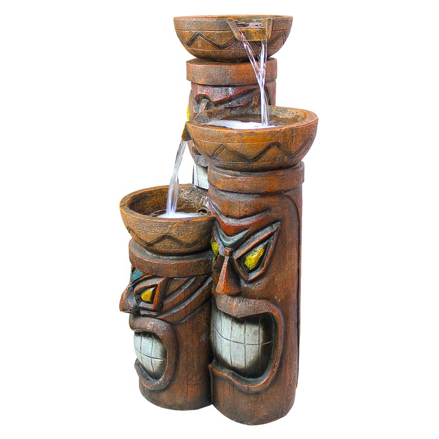 Cascading Aloha Tiki Three-Bowl Garden Fountain