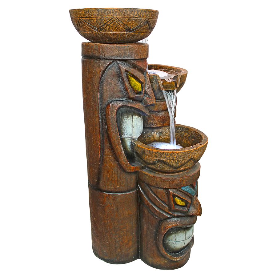 Cascading Aloha Tiki Three-Bowl Garden Fountain