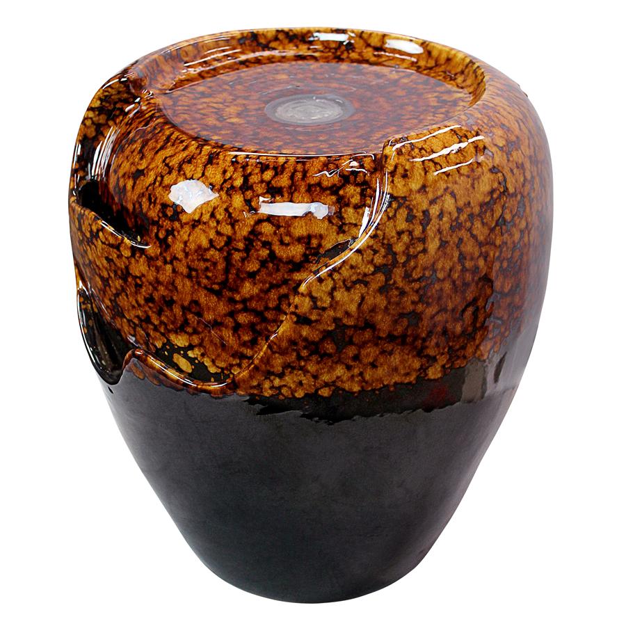 Burnt Umbra Ceramic Jar Garden Fountain