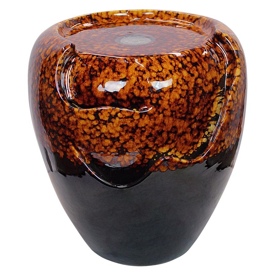 Burnt Umbra Ceramic Jar Garden Fountain