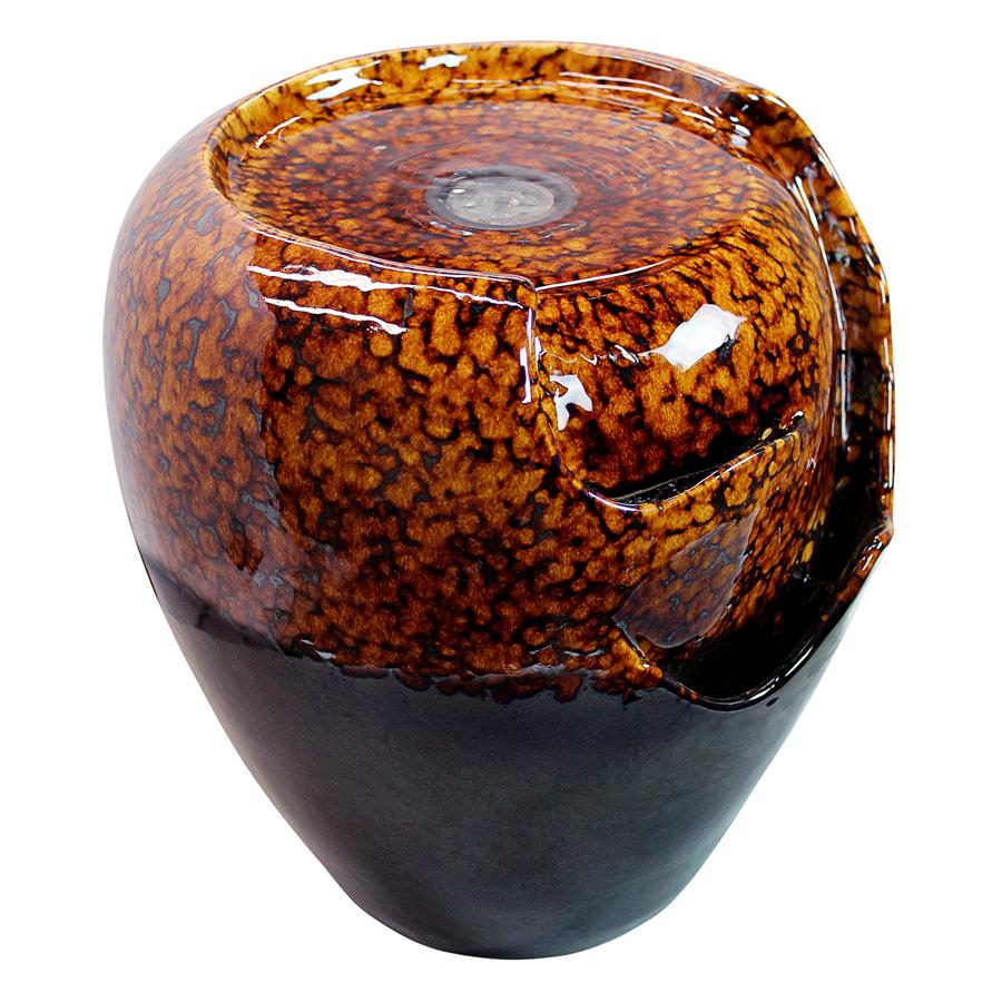 Burnt Umbra Ceramic Jar Garden Fountain