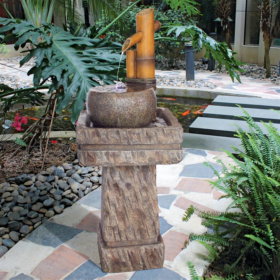 Bamboo Wellspring Pedestal Garden Fountain
