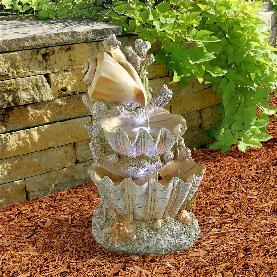 Ocean's Bounty Cascading Shell Garden Fountain