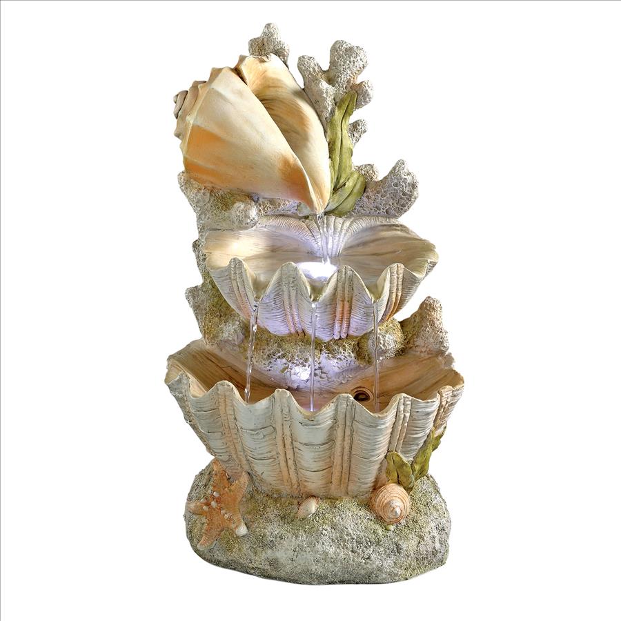 Ocean's Bounty Cascading Shell Garden Fountain