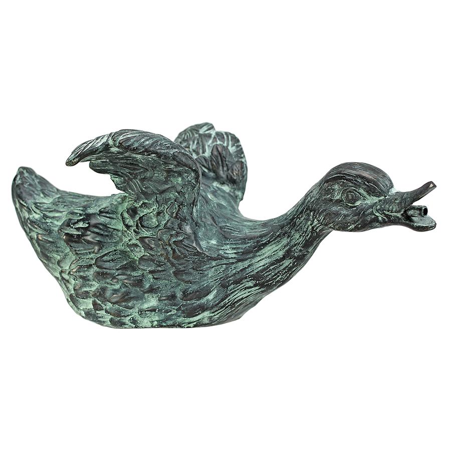 Lindell Pond Ducks Cast Bronze Spitting Garden Statue: Sliding Duck