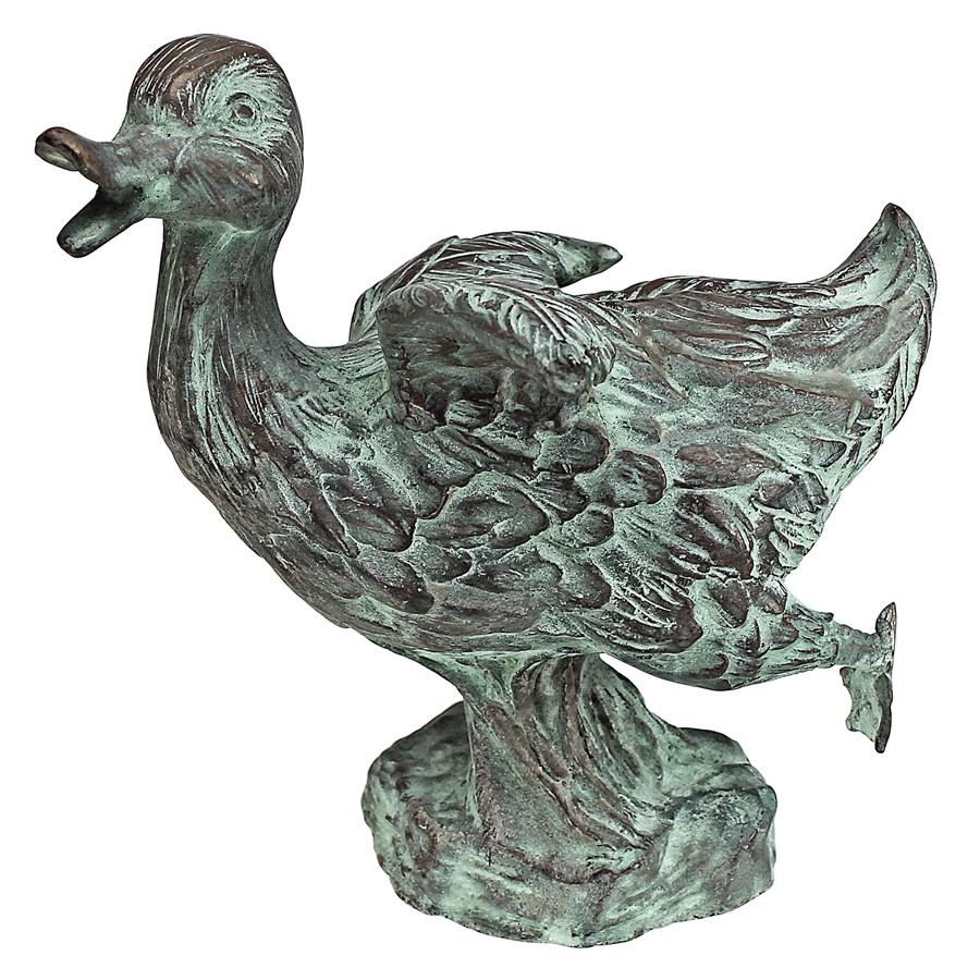 Lindell Pond Ducks Cast Bronze Spitting Garden Statue: Dancing Duck