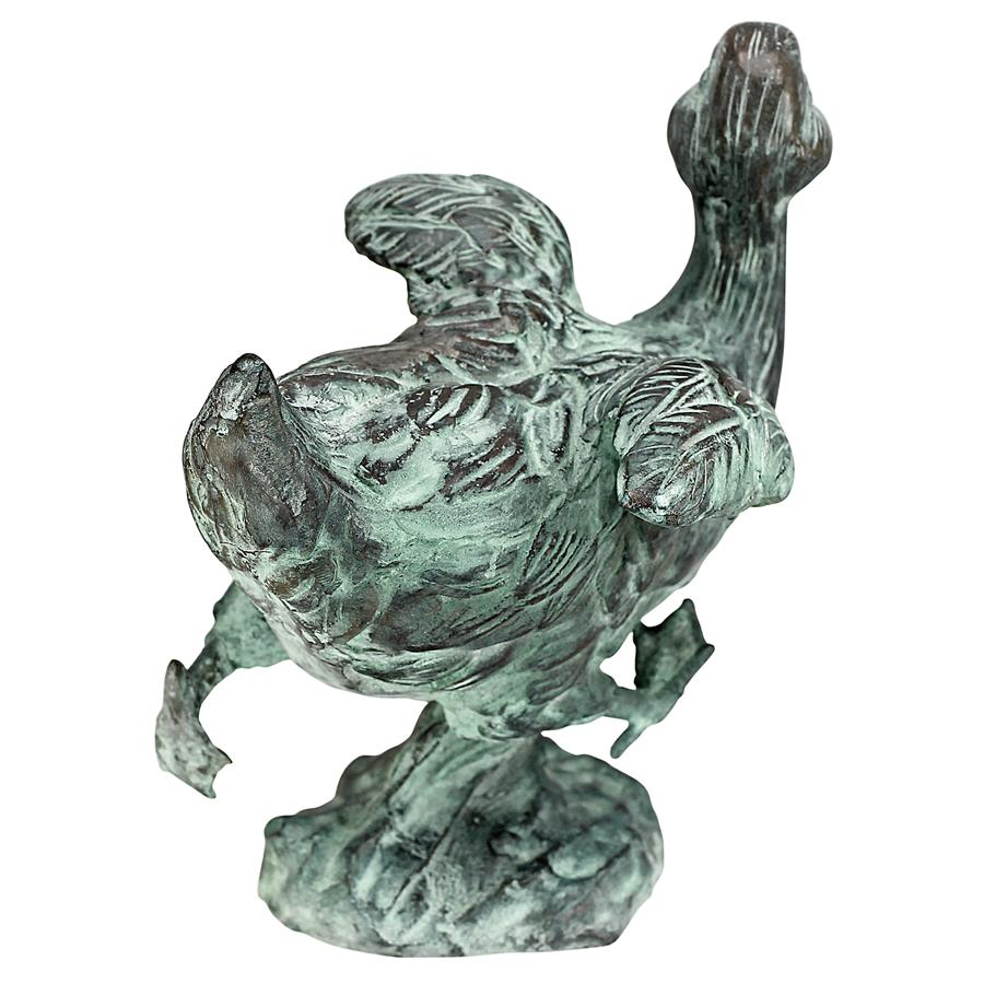 Lindell Pond Ducks Cast Bronze Spitting Garden Statue: Dancing Duck