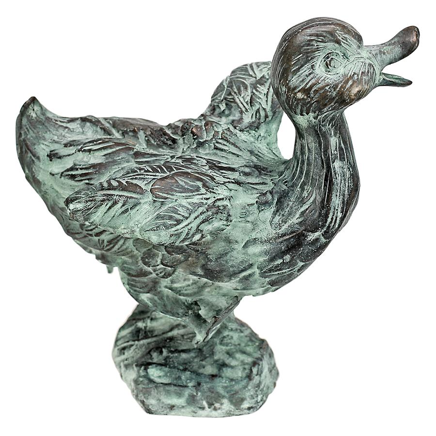 Lindell Pond Ducks Cast Bronze Spitting Garden Statue: Dancing Duck