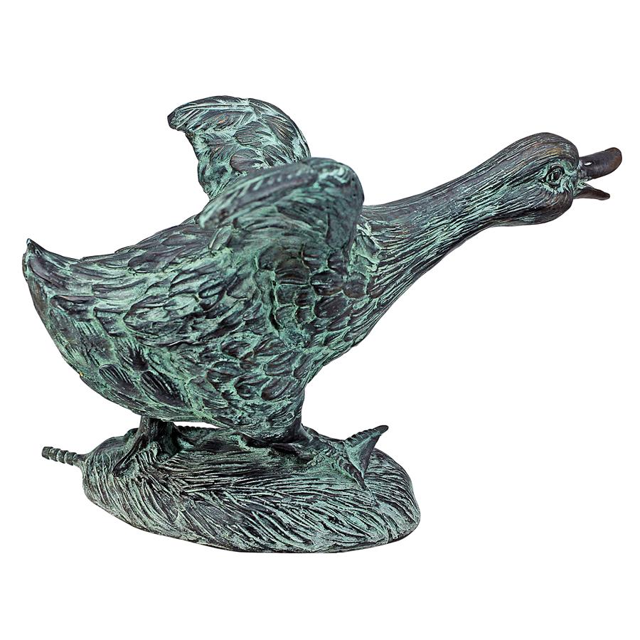 Lindell Pond Ducks Cast Bronze Spitting Garden Statue: Running Duck