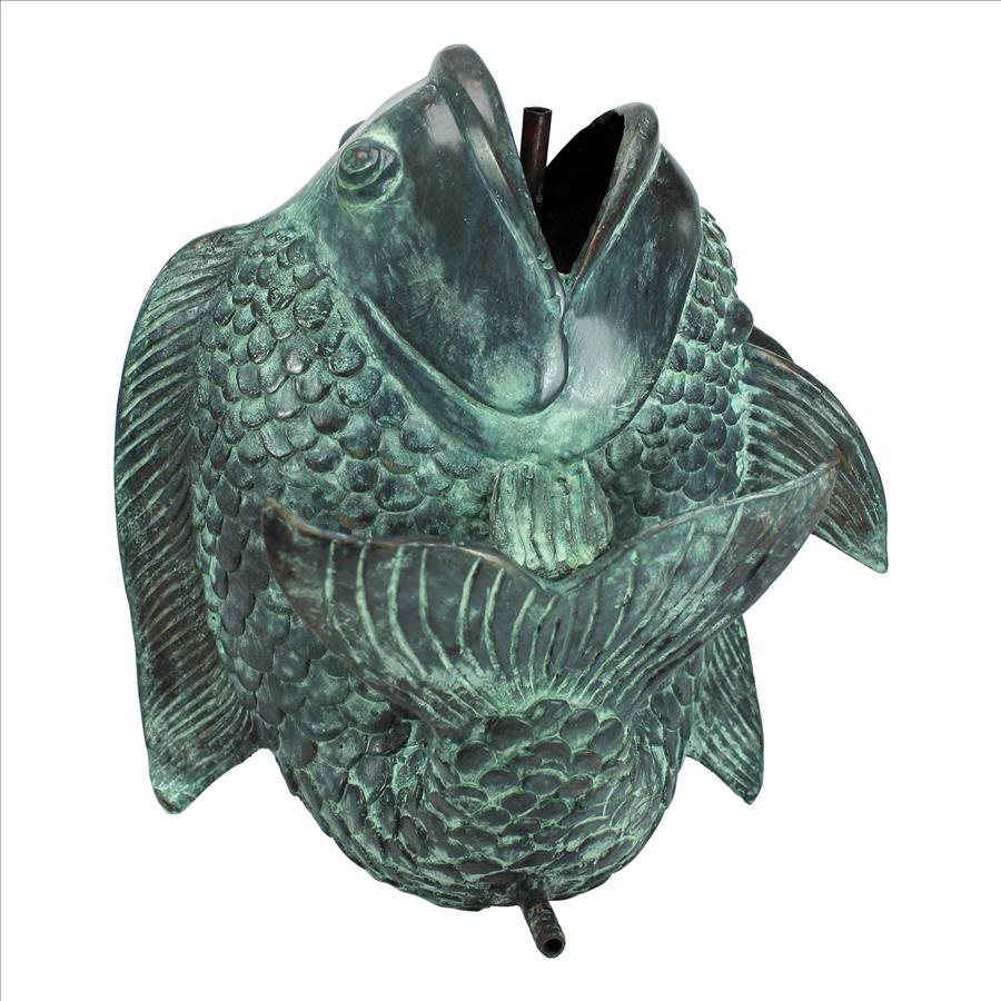 Dancing Asian Fish Bronze Spitting Garden Statue: Medium