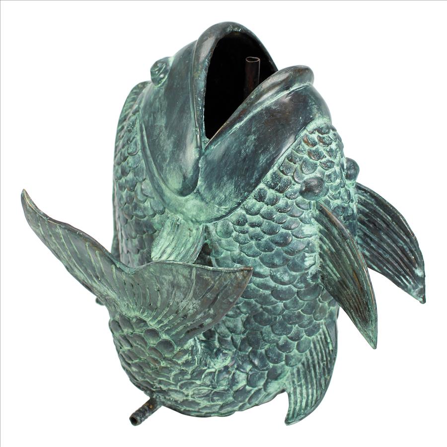 Dancing Asian Fish Bronze Spitting Garden Statue: Medium