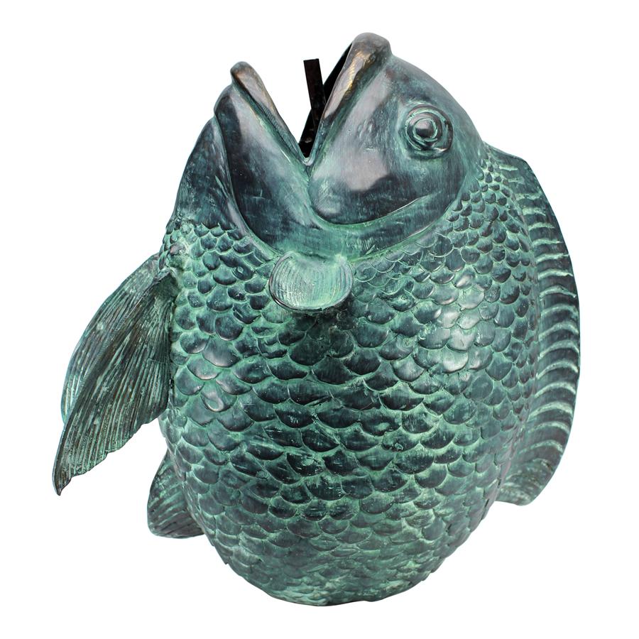 Dancing Asian Fish Bronze Spitting Garden Statue: Large