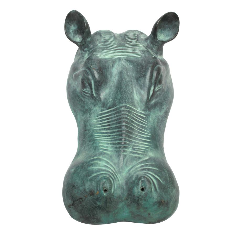 Spitting Hippo Head Cast Bronze Garden Statue