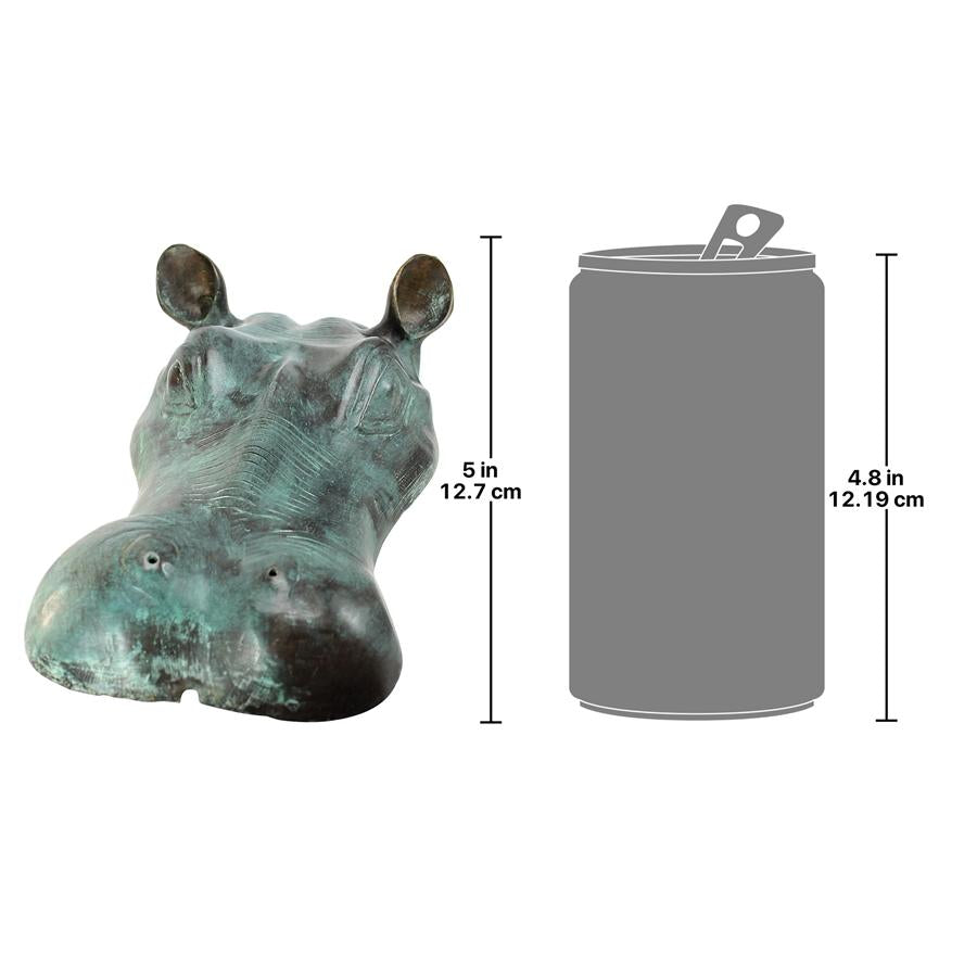 Spitting Hippo Head Cast Bronze Garden Statue