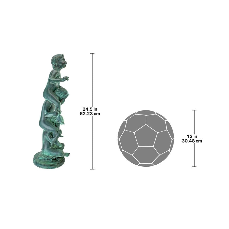 Child's Play Stacked Children Spitting Cast Bronze Statue: Medium