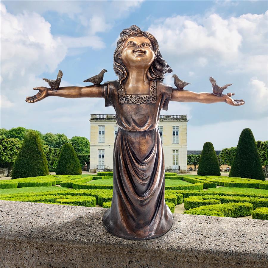 Basking in Gods Glory, Little Girl Cast Bronze Garden Statue
