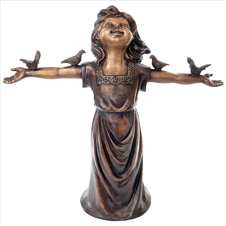 Basking in Gods Glory, Little Girl Cast Bronze Garden Statue