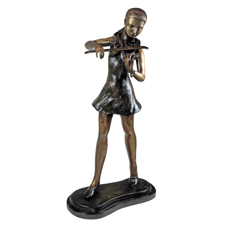 The Young Violinist Cast Bronze Garden Statue: Estate