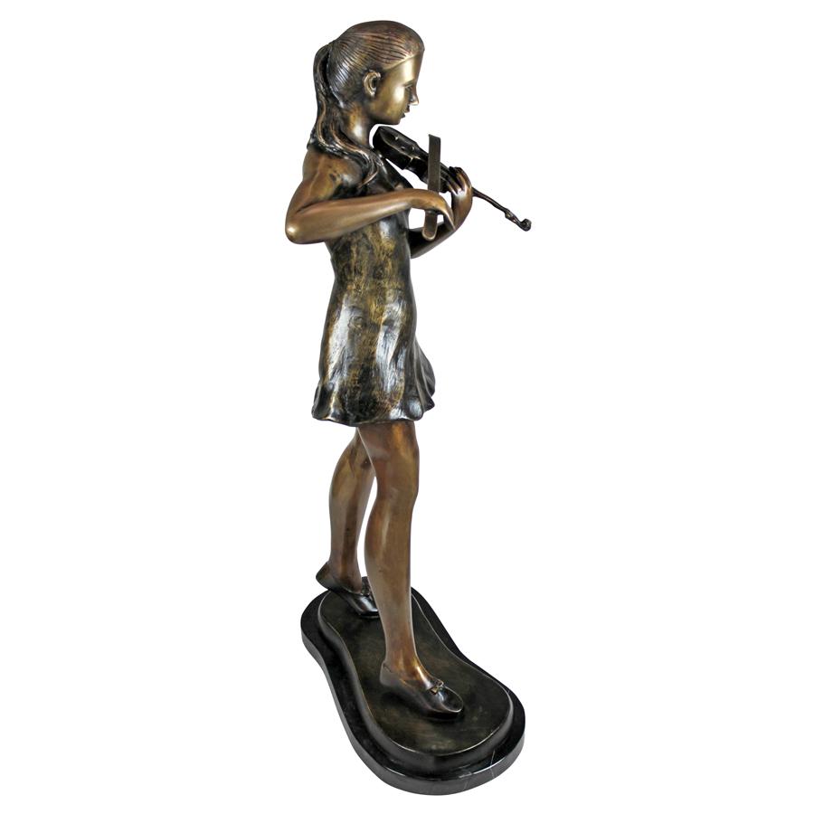 The Young Violinist Cast Bronze Garden Statue: Estate