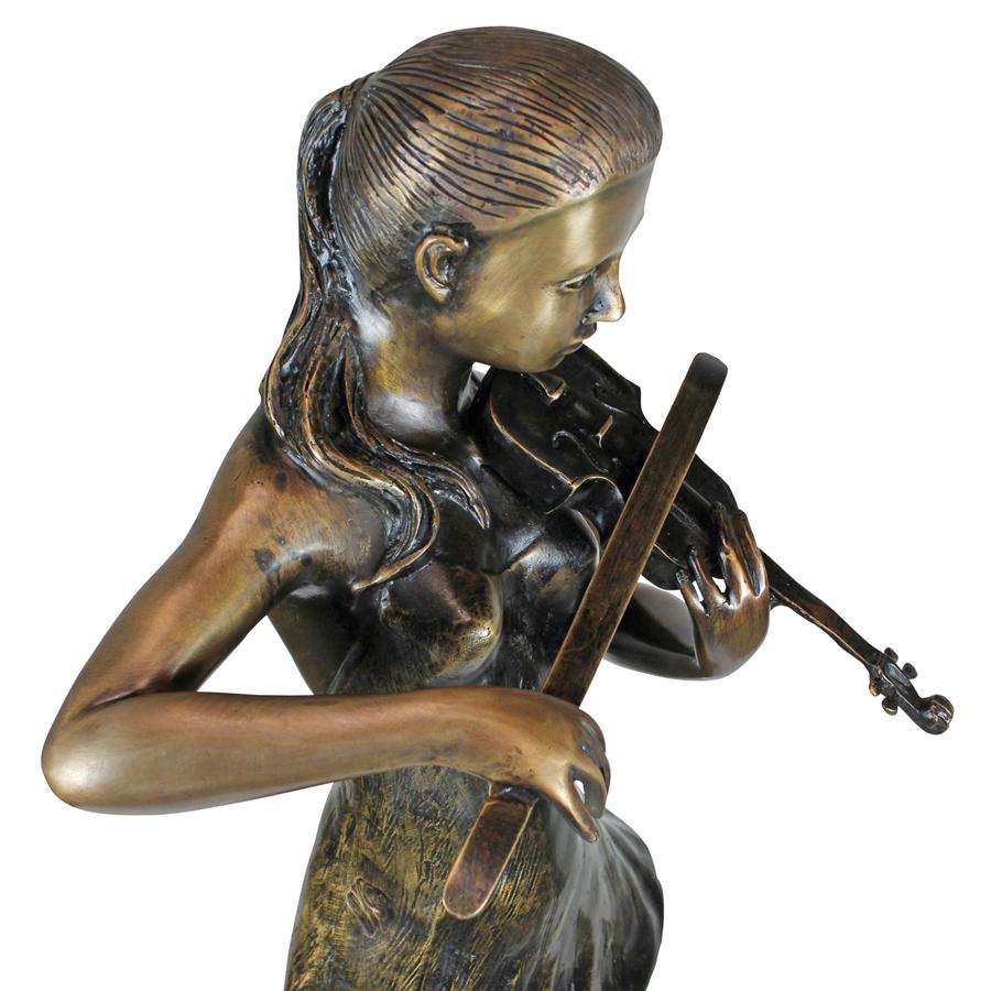 The Young Violinist Cast Bronze Garden Statue: Estate