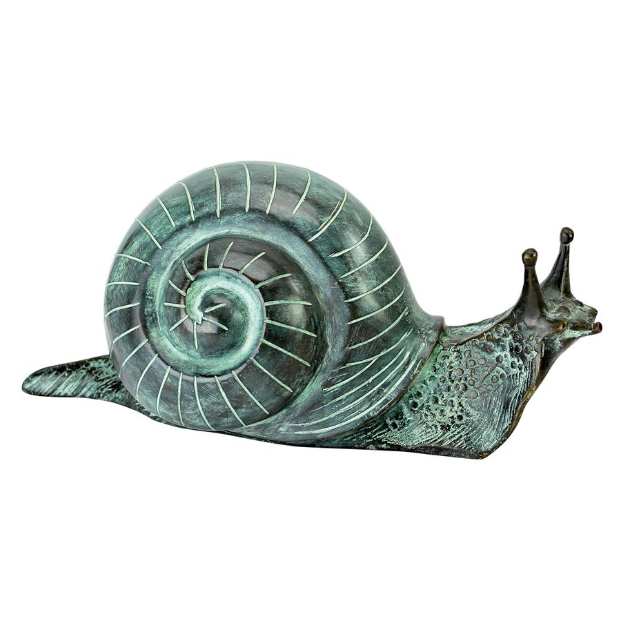 Land Snail Cast Bronze Garden Statue: Medium