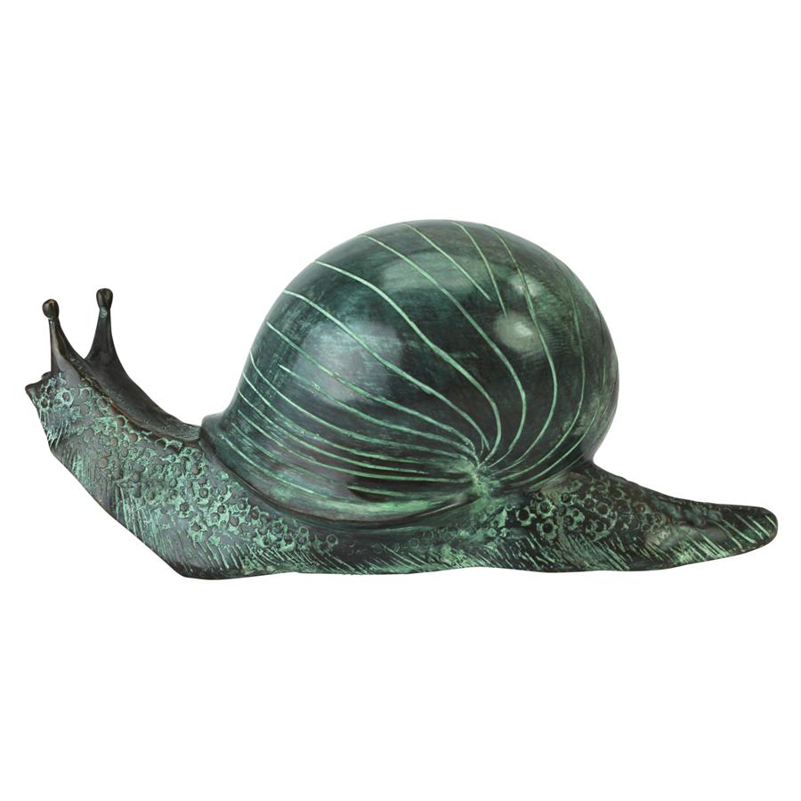 Land Snail Cast Bronze Garden Statue: Medium