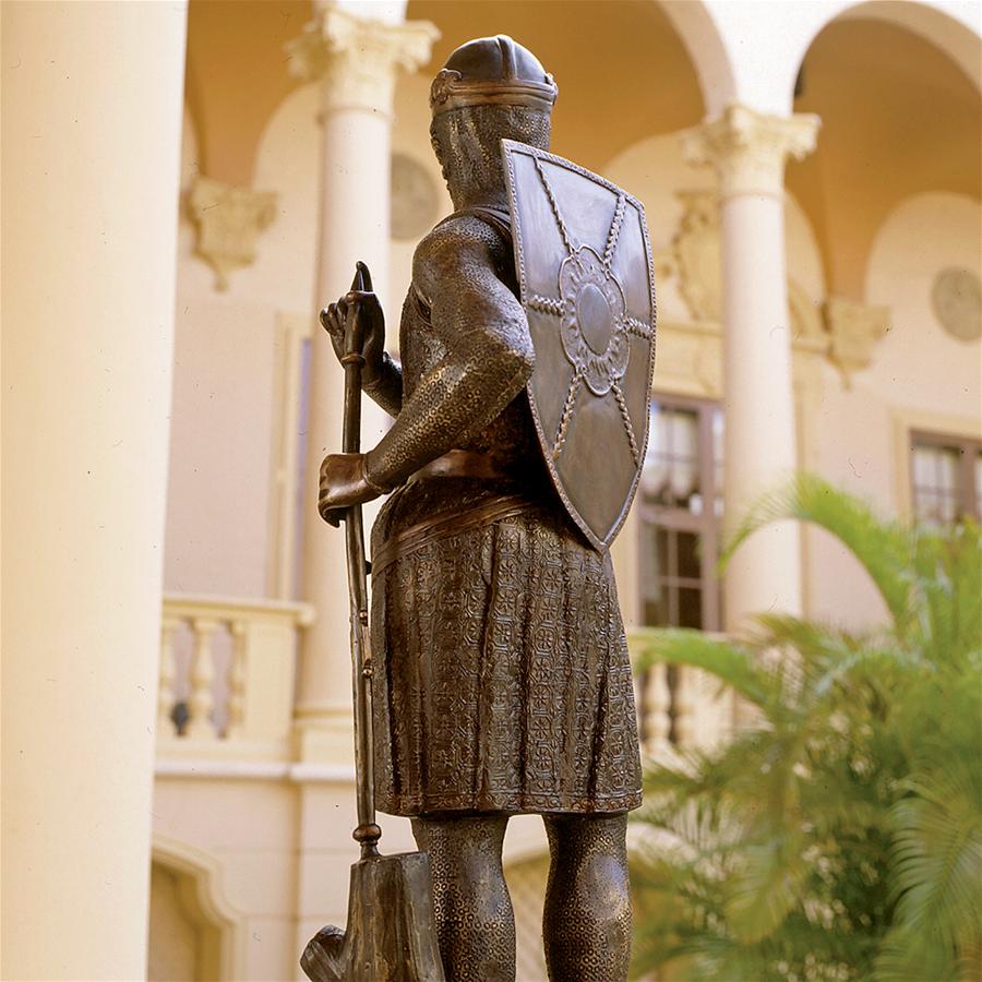 Battle Ready, Medieval Soldier Cast Bronze Garden Statue