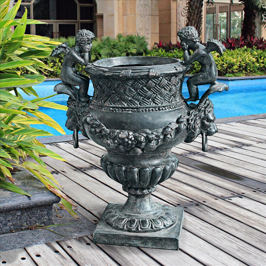 The Duval Double Cherub Cast Bronze Garden Urn