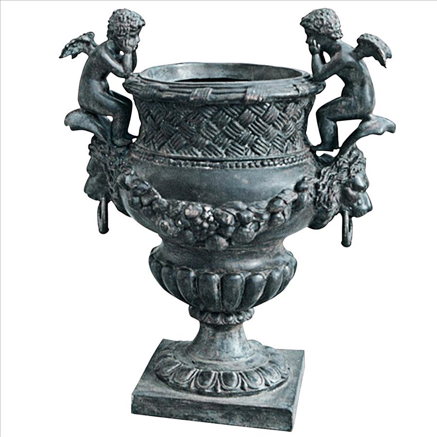 The Duval Double Cherub Cast Bronze Garden Urn