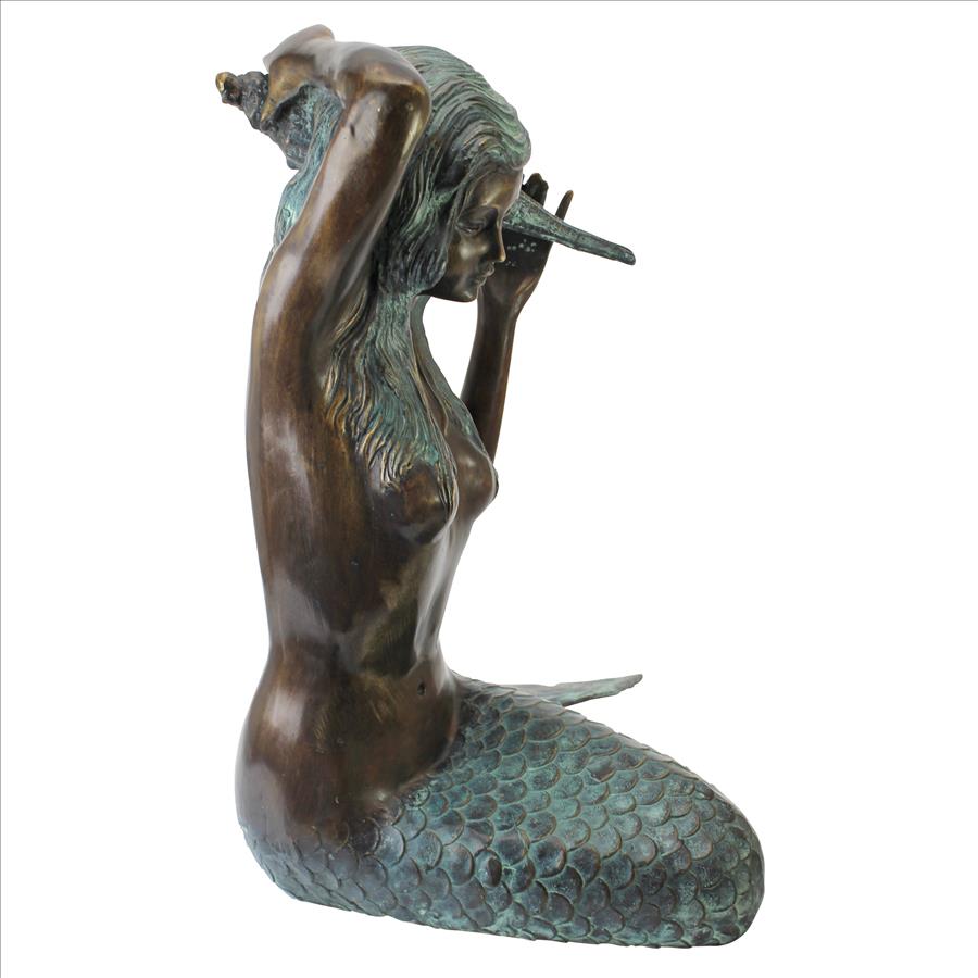 Mermaid of the Isle of Capri Piped Bronze Garden Statue: Medium