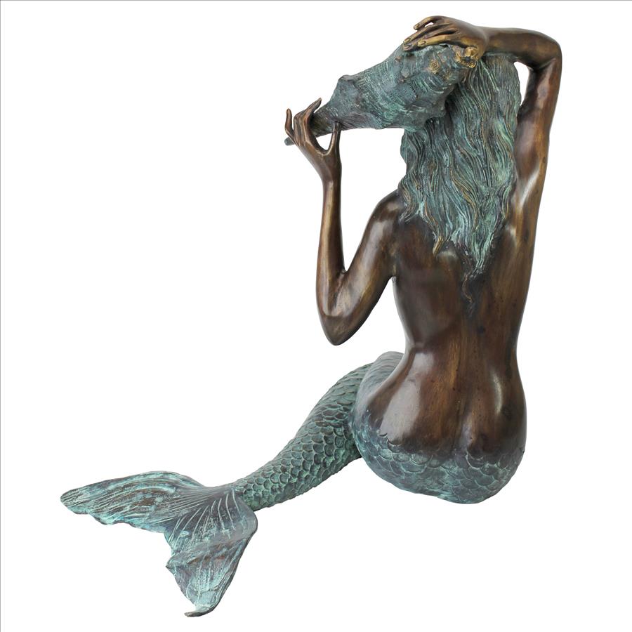 Mermaid of the Isle of Capri Piped Bronze Garden Statue: Medium