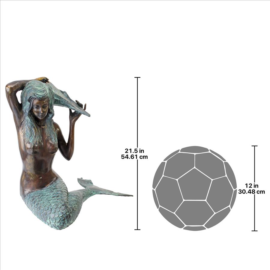 Mermaid of the Isle of Capri Piped Bronze Garden Statue: Medium