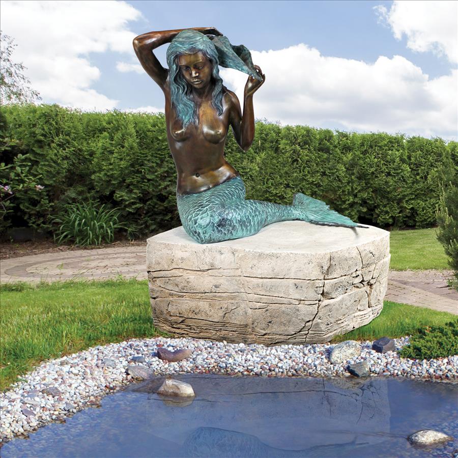 Mermaid of the Isle of Capri Piped Bronze Garden Statue: Large