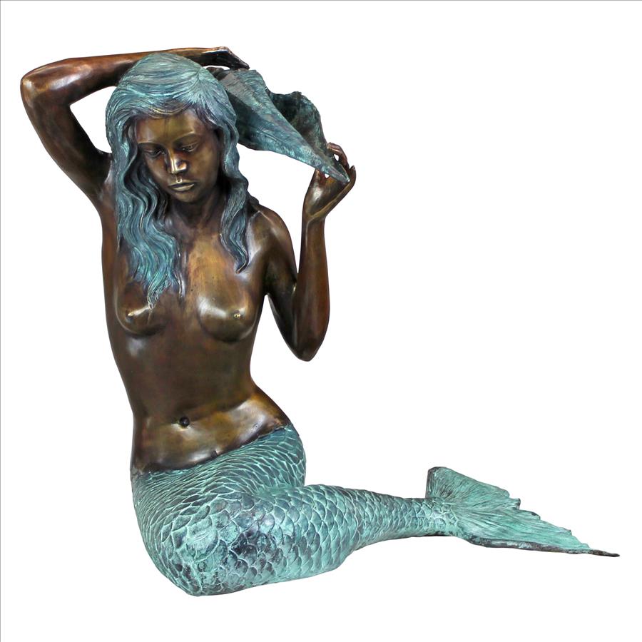 Mermaid of the Isle of Capri Piped Bronze Garden Statue: Large