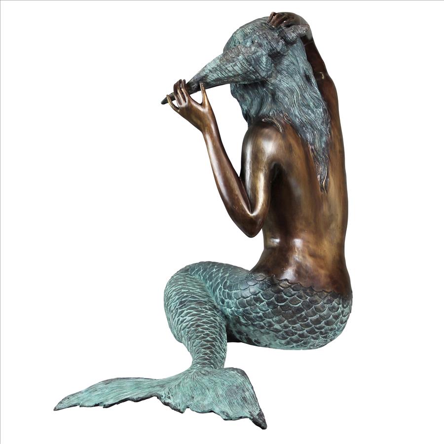 Mermaid of the Isle of Capri Piped Bronze Garden Statue: Large