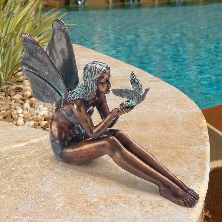 Bird Fairy Cast Bronze Garden Statue: Large