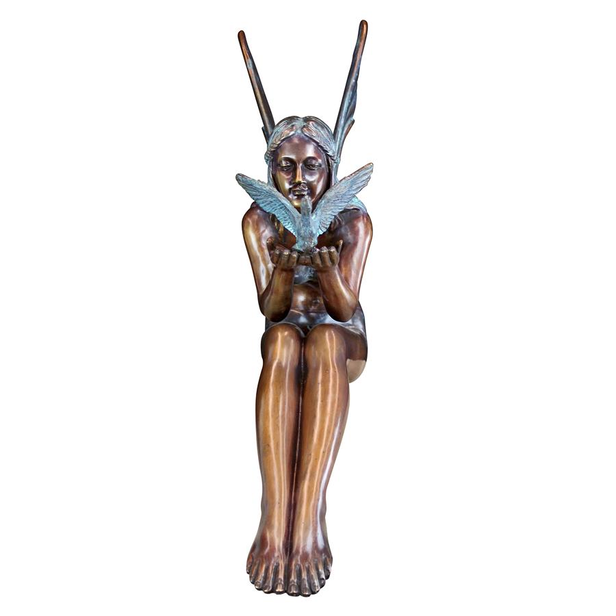 Bird Fairy Cast Bronze Garden Statue: Large