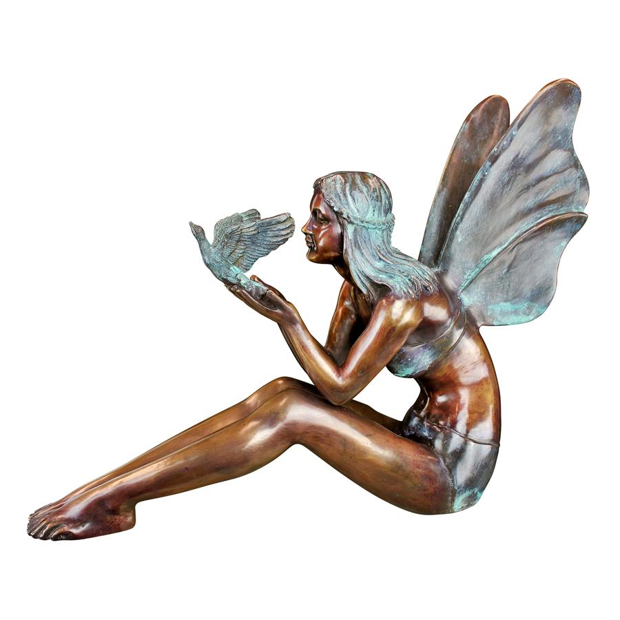 Bird Fairy Cast Bronze Garden Statue: Large