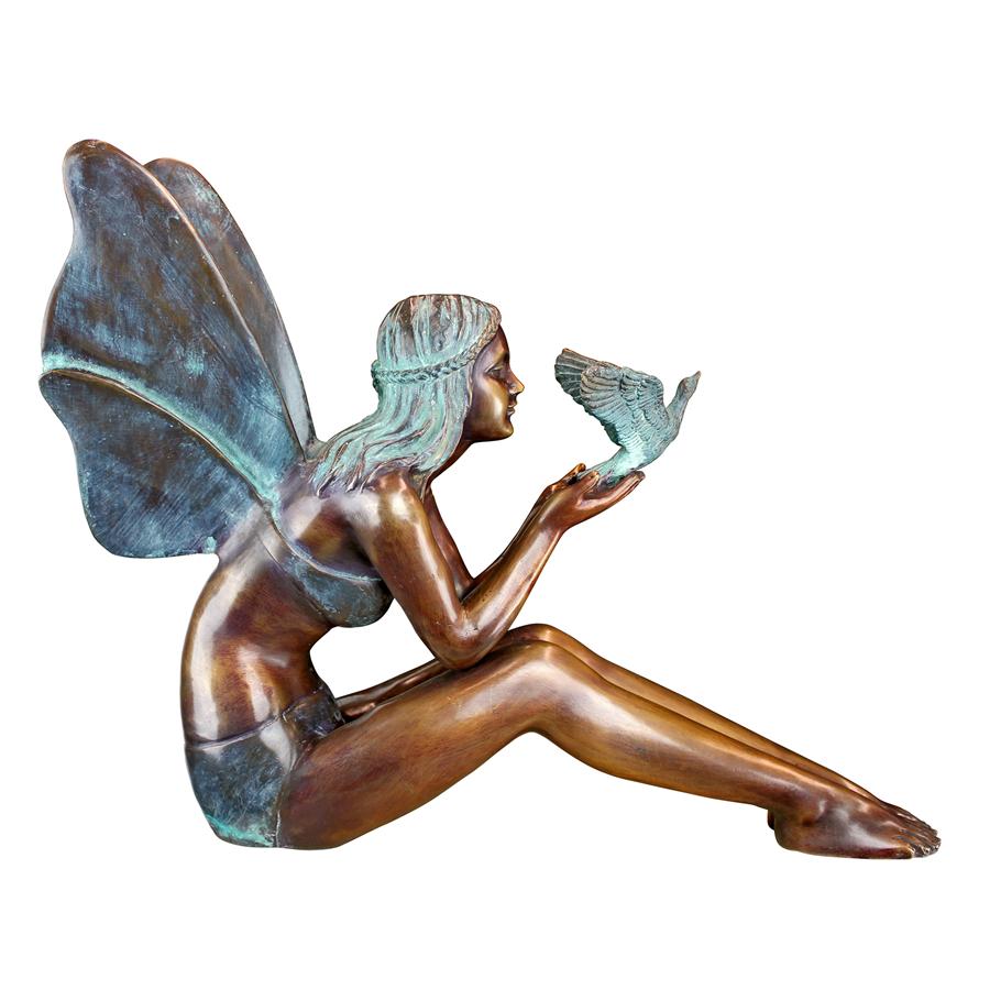 Bird Fairy Cast Bronze Garden Statue: Large