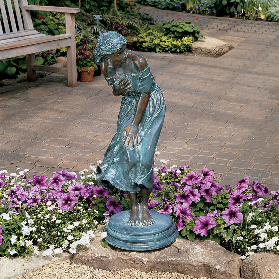 Windblown Maiden Cast Bronze Garden Statue