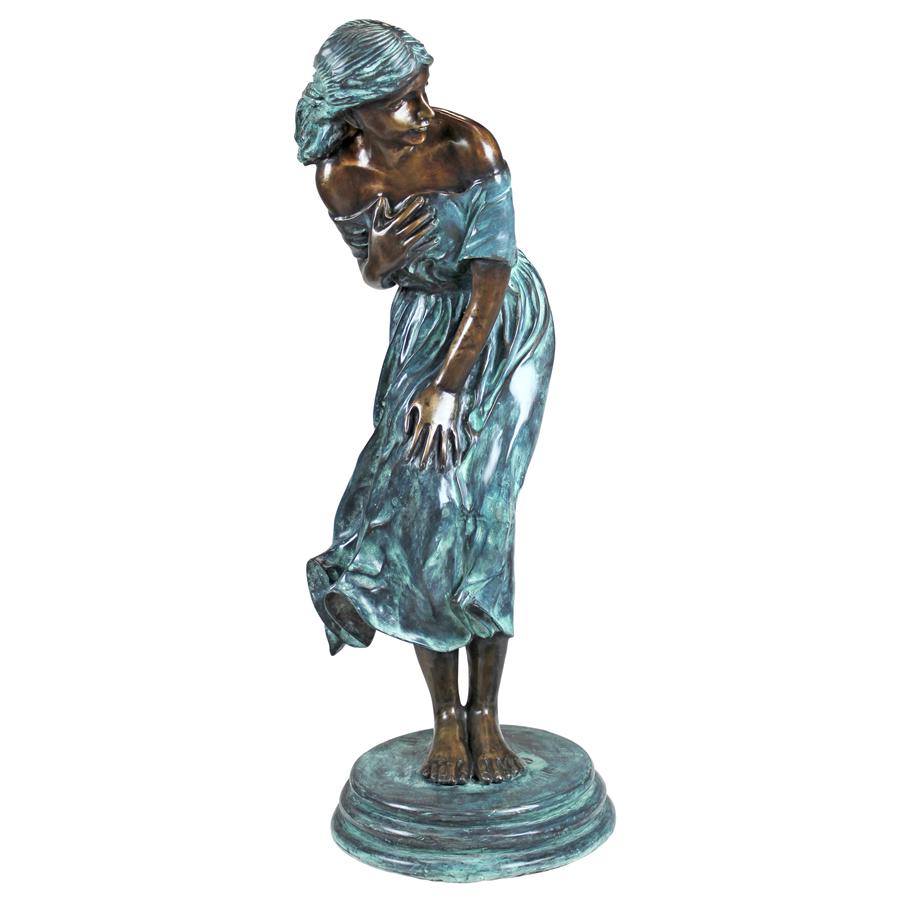 Windblown Maiden Cast Bronze Garden Statue
