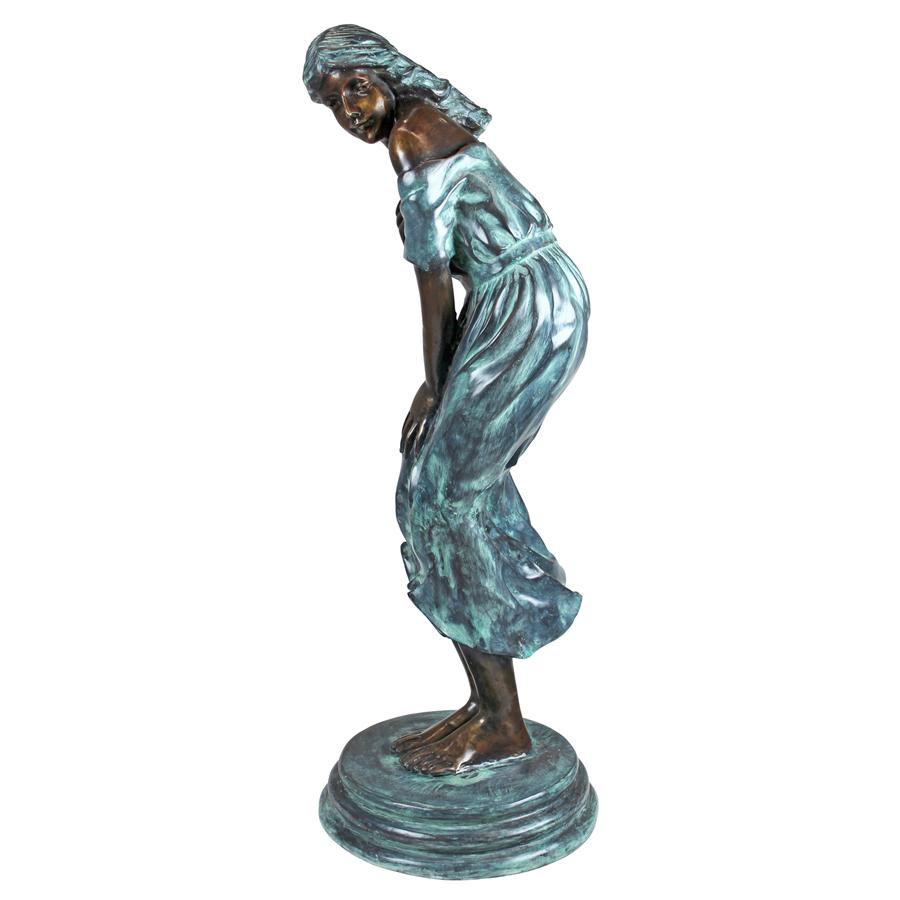 Windblown Maiden Cast Bronze Garden Statue