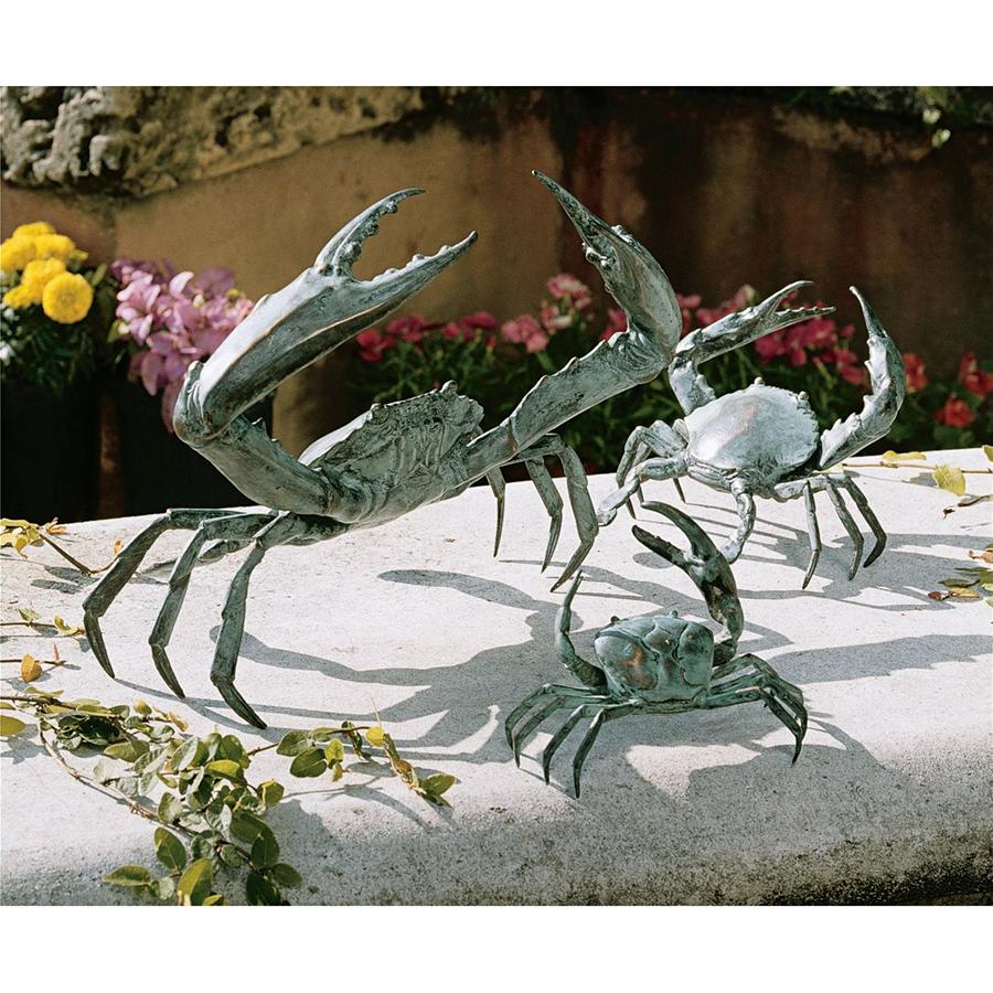 Crab Cast Bronze Garden Statues: Set of Three