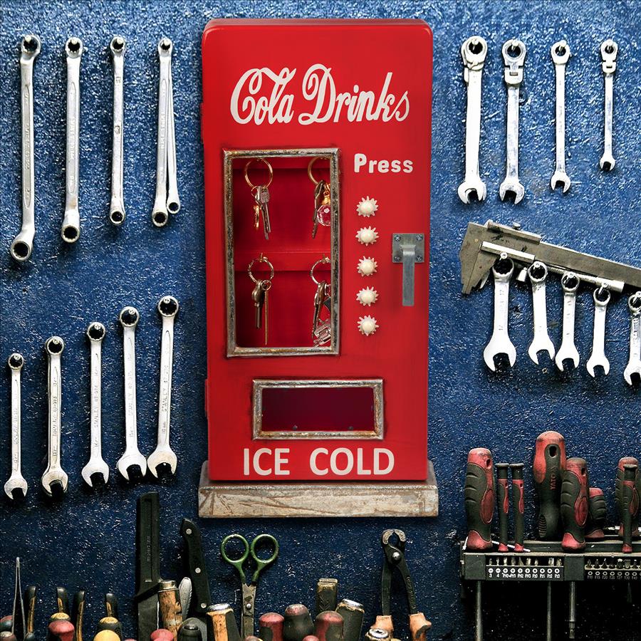 Retro 1950s Cold Drink Soda Pop Machine Wall Key Cabinet